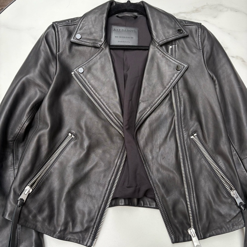 Women's Black Leather Jacket - Picture 6 of 11